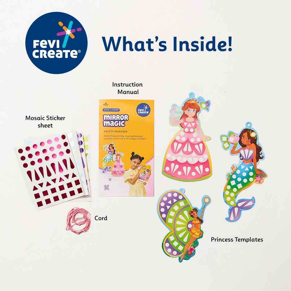 Fevicreate Stick-n-Create Mirror Magic Pretty Princess Kit Sparkly Stickers | 3+ years