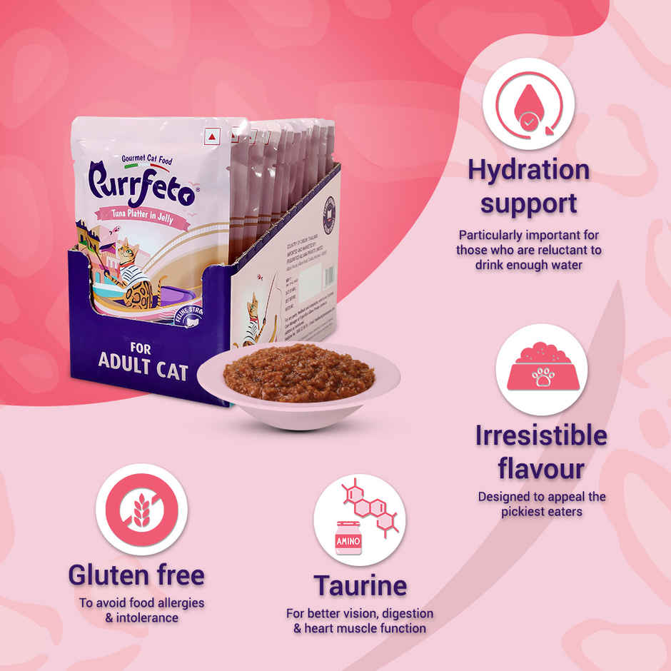 Purrfeto Wet Cat Food Tuna Recipe in Jelly | Pack of 12
