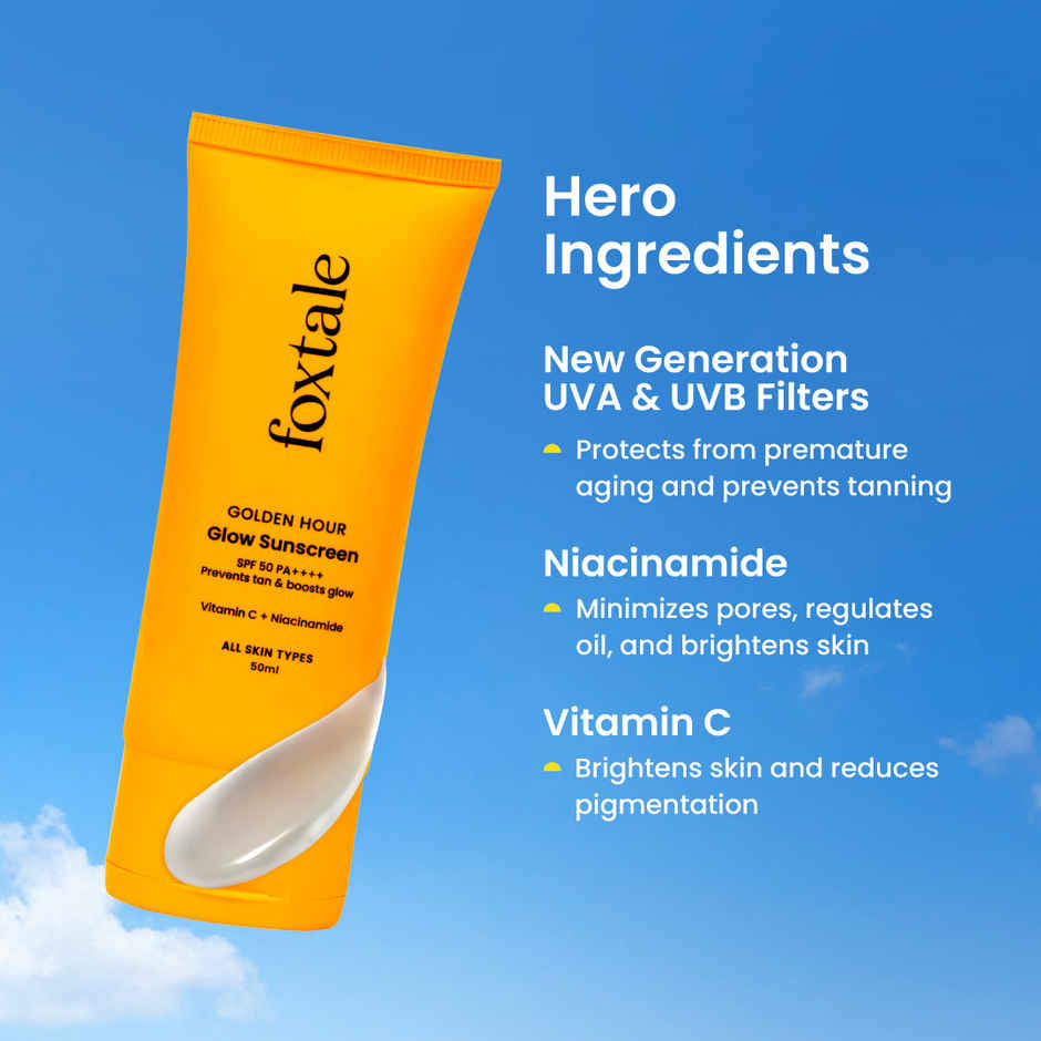 Foxtale Glow Sunscreen SPF50 PA++++ In-Vivo Tested
