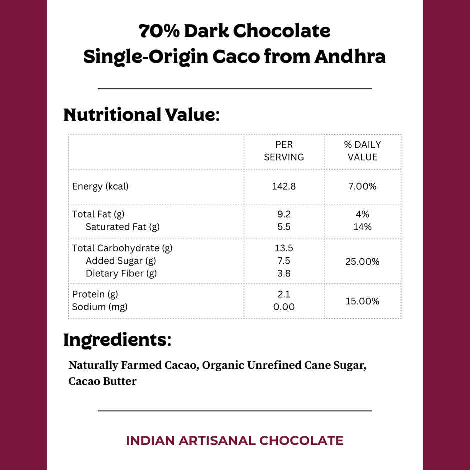 Darkins 70% Single Origin Dark Chocolate