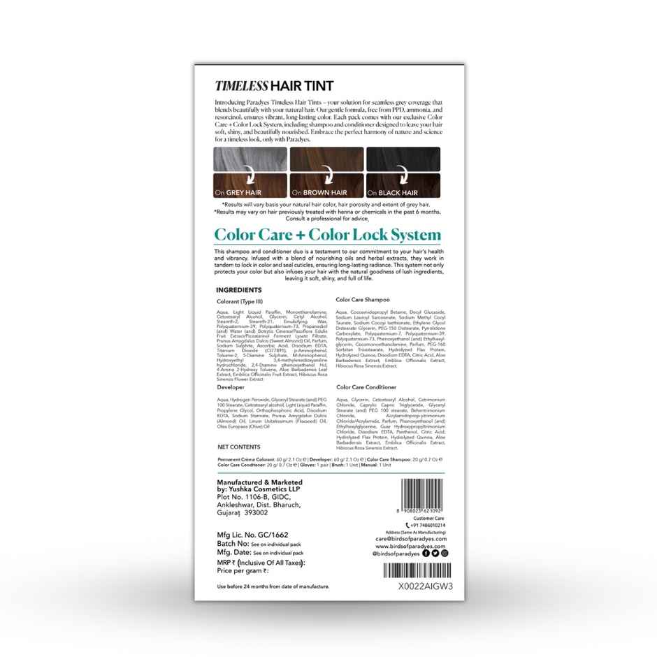 Paradyes Dark Brown Timeless Hair Tint, Permanent Creme Hair Colour - 3.0 Dark Brown