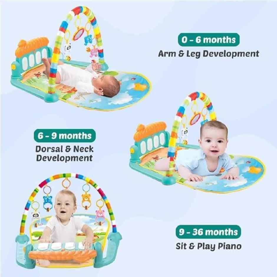 Fablue Musical Keyboard Mat for Kids - Fitness Rack Hanging Rattles Mat Educational Toy for Toddlers