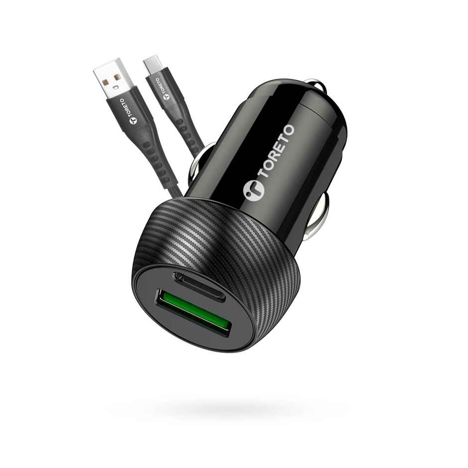 Toreto 20W Car Charger with Dual Output Fast Charging Compatible with All Smartphones