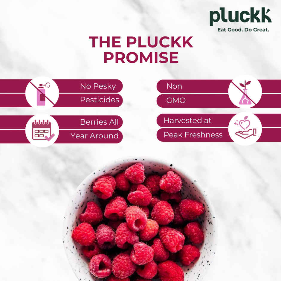 Pluckk Fresh Frozen Imported Raspberry | Natural | Non GMO | Rich in Vitamin C | Healthy Snack