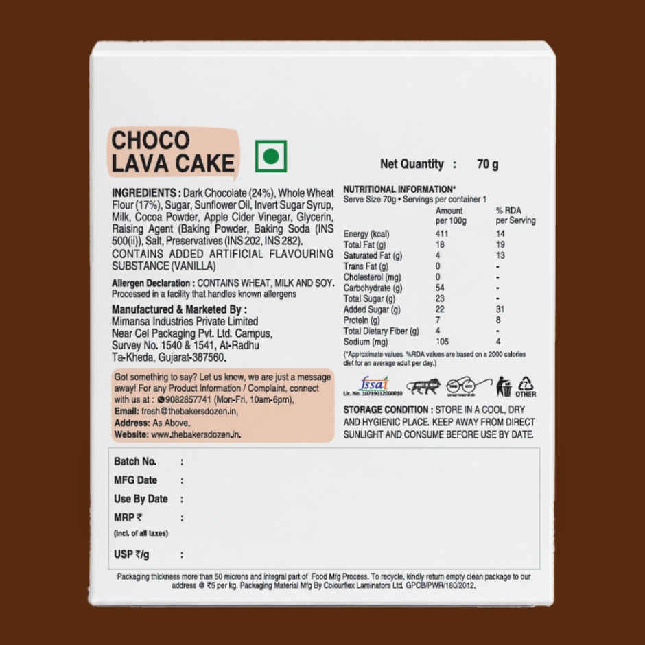 The Baker's Dozen Choco Lava Cake