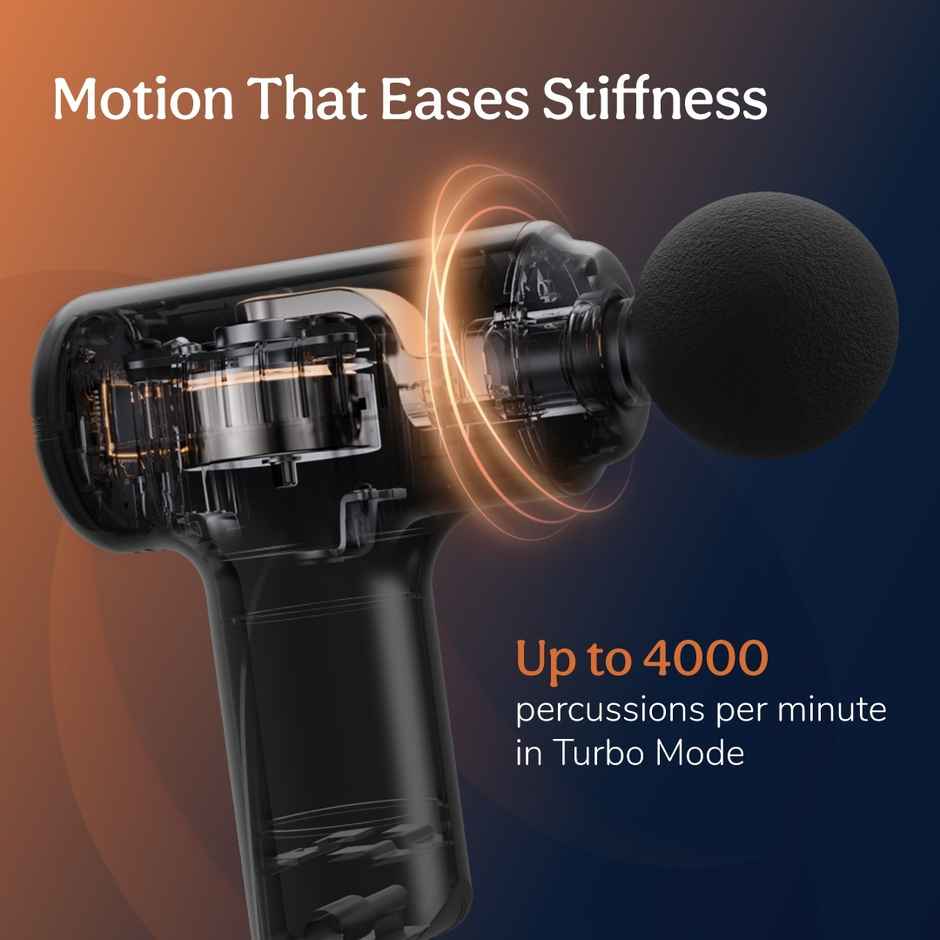 Caresmith Charge Go Massage Gun | Body Massager | 4 Heads | Full Body Pain Relief | 6 Speed Settings | Battery Powered Black