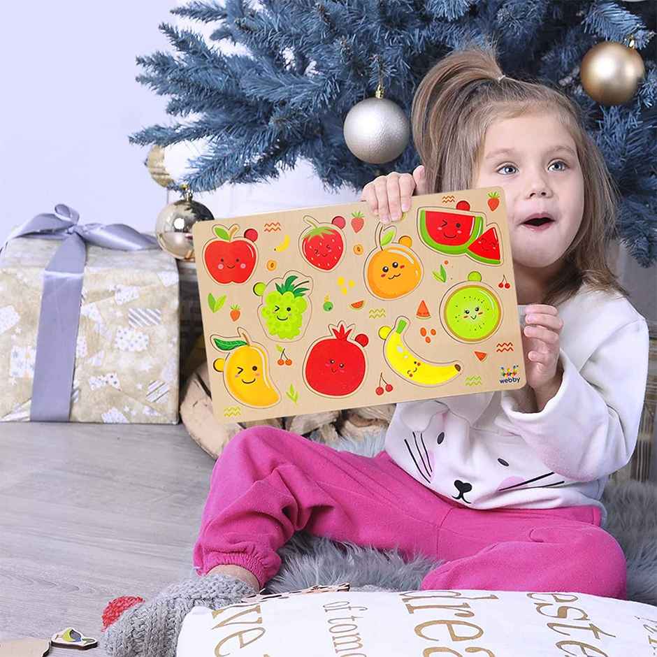 Webby Fruits Educational Wooden Puzzle for Kids