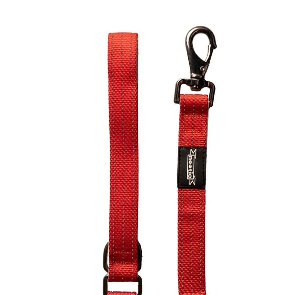 Nootie Plush Padded Leash Red Color With Grey | 25 Mm - L - For Large Dogs
