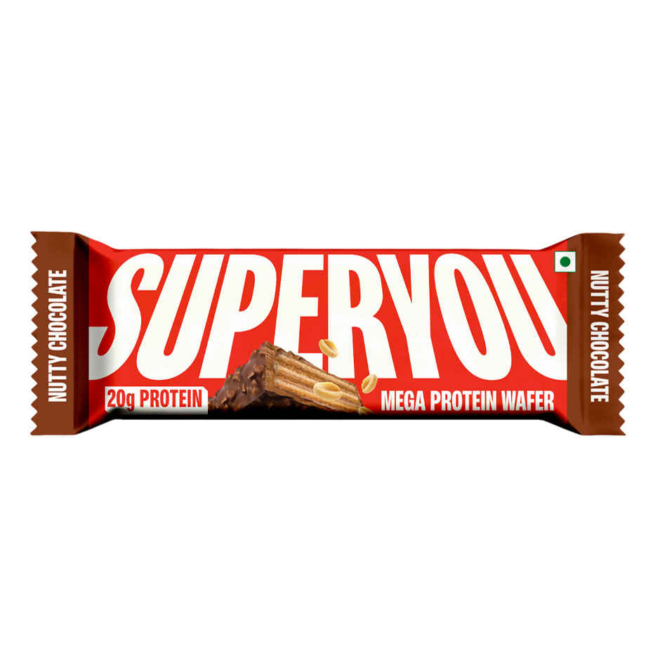 SuperYou 20g Protein Mega Wafer | Nutty Chocolate | Made With Atta & Jowar, No Added Sugar, No Palm Oil