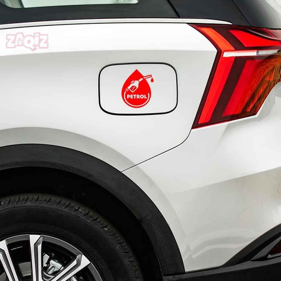 TiyuTrendzz Petrol Self-Adhesive Stickers for Car Fuel Tank, Waterproof (Red)