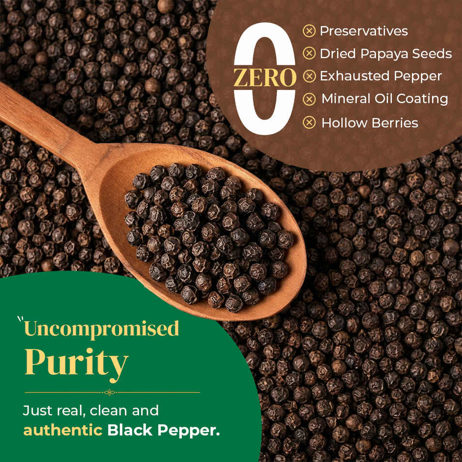Khetika Malabar Black Pepper Whole | Kali Mirch | Strong Aroma | Zero Preservatives