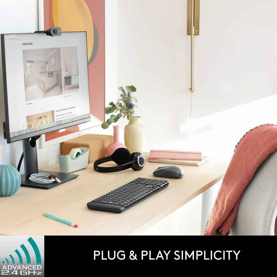 Logitech MK215 Wireless Keyboard and Mouse Combo, 2.4 GHz Wireless, 3 Years Warranty, Compact Design, 2-Year Battery Life(Keyboard),5 Month Battery Life(Mouse) PC/Laptop - Black