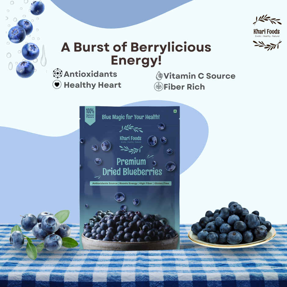 Khari Foods Premium Blueberries Dried | Antioxidants Rich | Sweet & Delicious