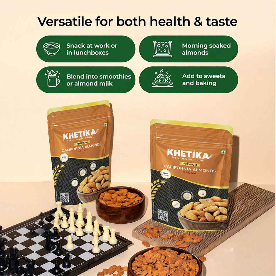Khetika Premium California Almonds | Badam | Unpolished | Rich in Fiber Combo