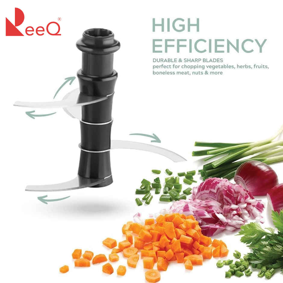 ReeQ Manual Hand Press Vegetable Chopper - Onion, Garlic & Salad Cutter with Transparent Container