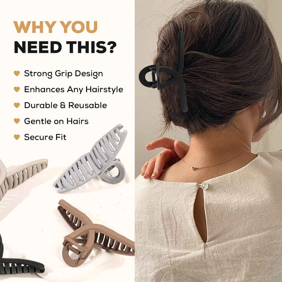 Gleva Women's Hair Claw Clips | Strong Hold Clamps | Matte Non-Slip Jaw Clature