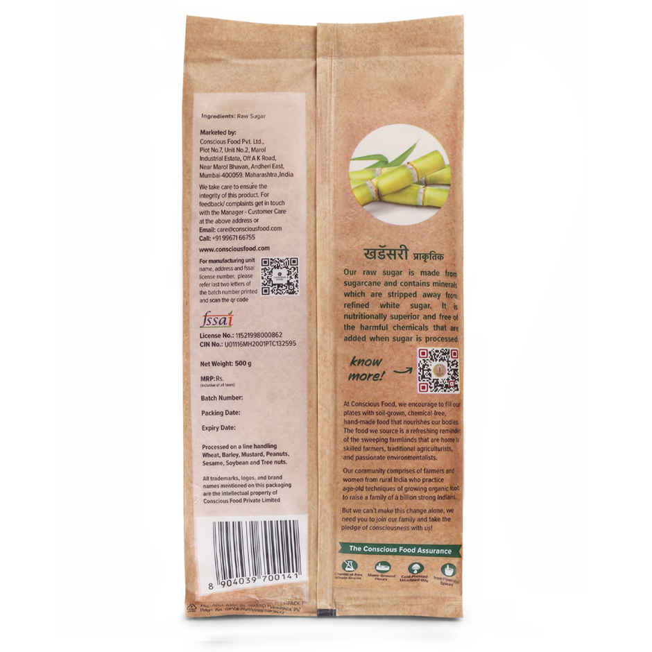Conscious Food Raw Sugar Natural Unprocessed