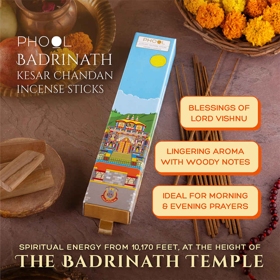 Badrinath Kesar Chandan Agarbatti | Temple Collection | Made from Temple Flowers | Phool