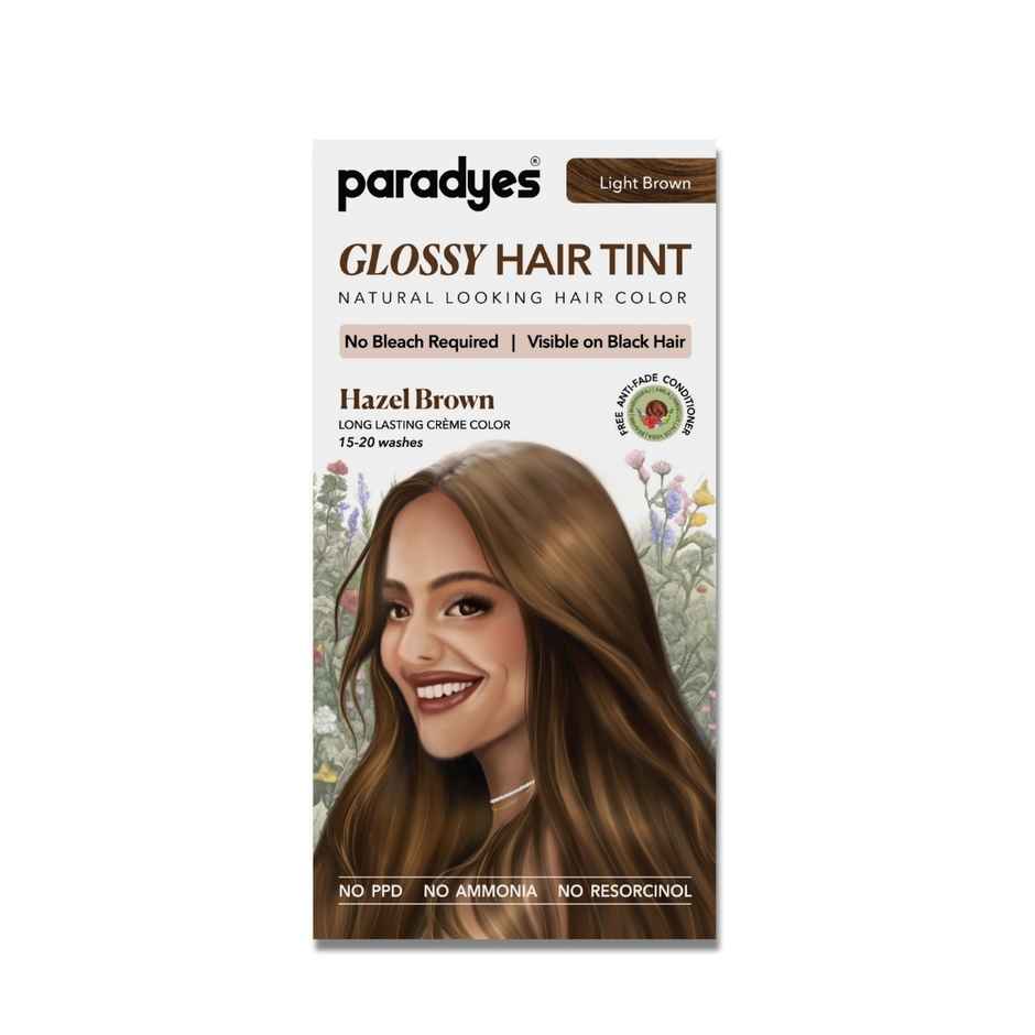 Paradyes No Bleach Hazel Brown Glossy Hair Tint, Ammonia|free Hair Color for Natural Black Hair
