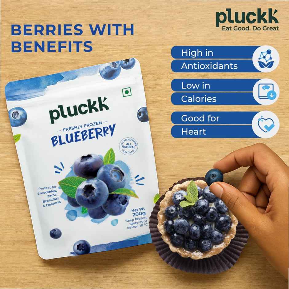 Pluckk Fresh Frozen Imported Blueberry Natural | Non Gmo | Rich In Antioxidants | Superfood Snack