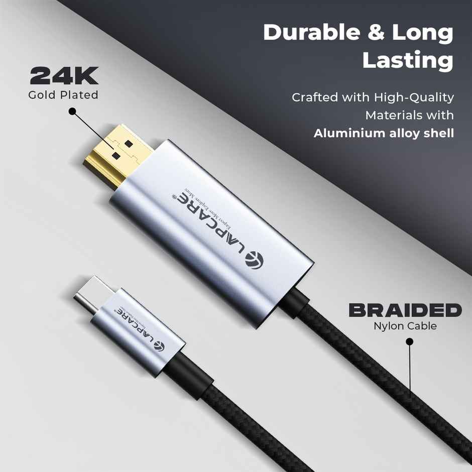 Lapcare Type C to HDMI Cable with 4K Ultra HD| 3840x2160@30Hzresolution | 5Gb/s Ultra High Speed