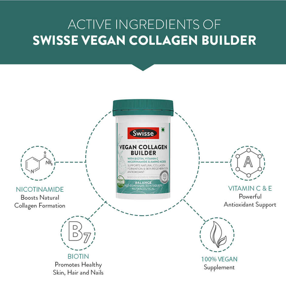 Swisse Vegan Collagen Builder with Biotin and Vitamin C Vegan Certified