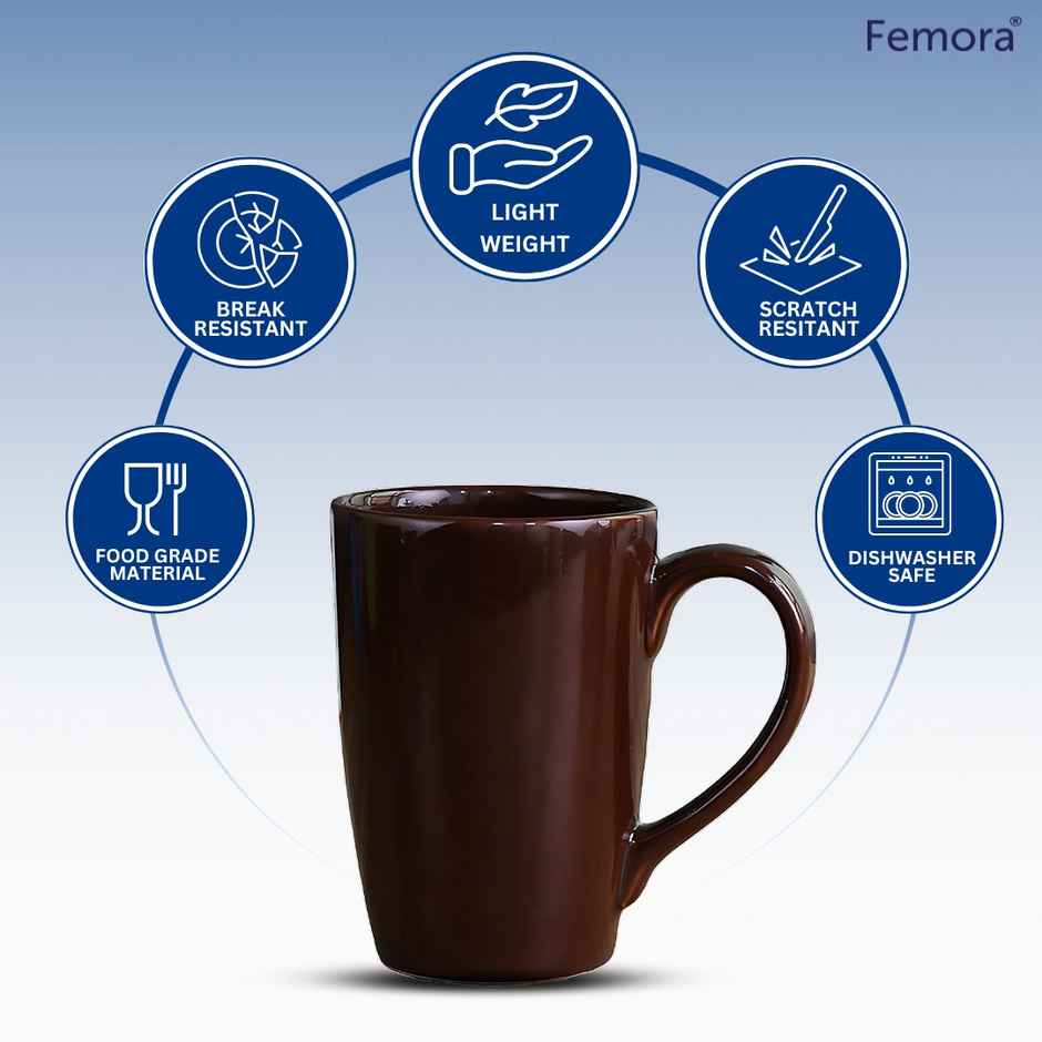 Femora Handcrafted Coffee Color Coffee Mug Gift Set 1 Pc 320 ml - Coffee
