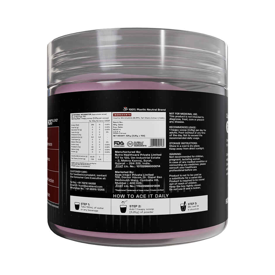 Ace Blend Creatine Tart Cherry Sachets | Strength & Muscle Performance | 100 Servings