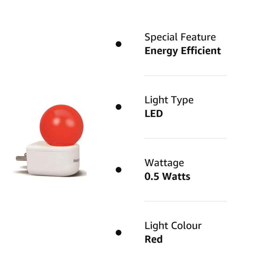 Philips 0.5W Led Red Bulb, Pack Of 1 (Joy Vision, Prong) Combo 