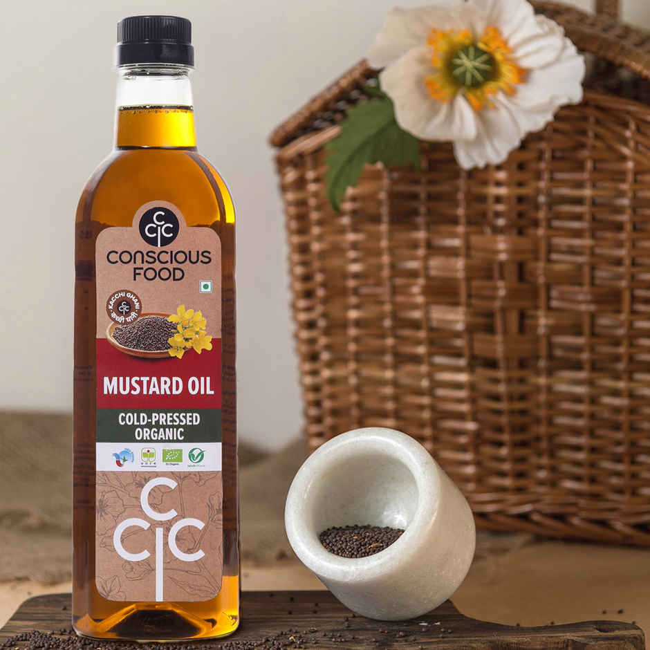 Conscious Food Cold Pressed Mustard (Sarson) Oil | Kachi Ghani | Healthy Cooking Oil