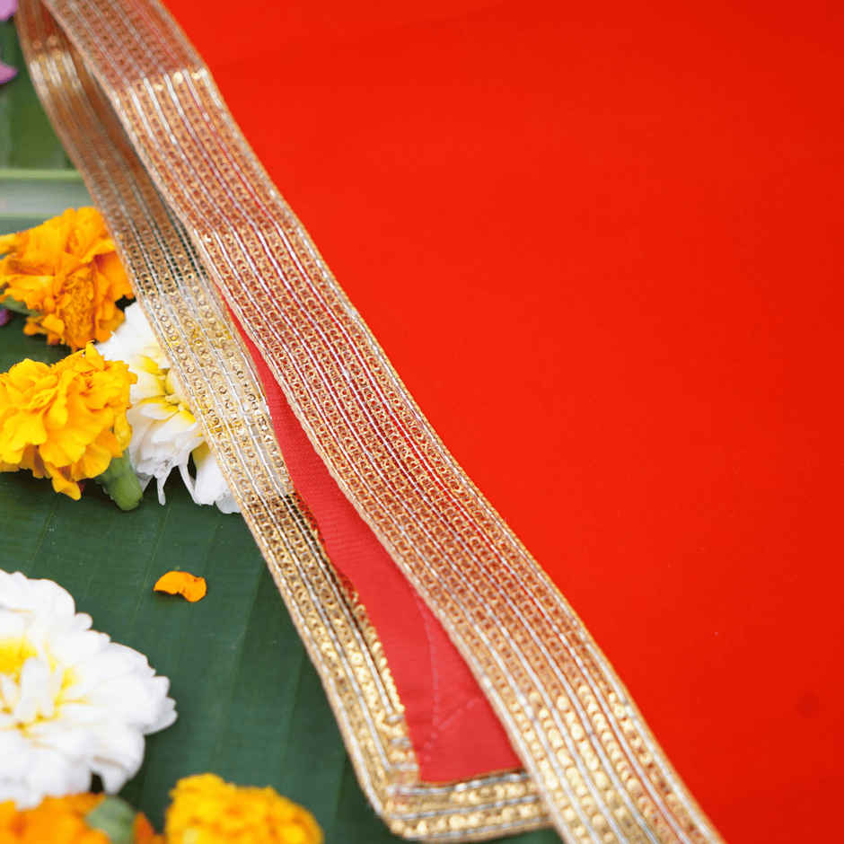 Red Velvet Puja Aasan | 71 x 35 cm | ServDharm