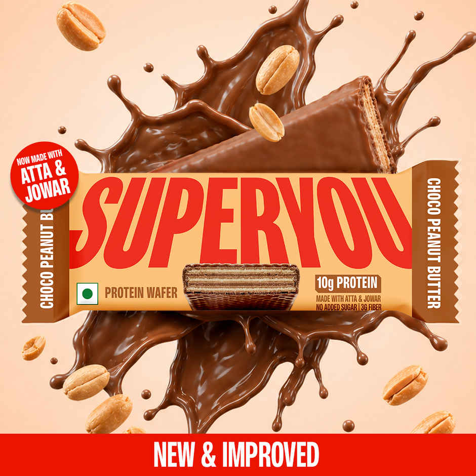 SuperYou 10g Protein Wafer Bar - Choco Peanut Butter (Made with Atta & Jowar. No Added Sugar.)