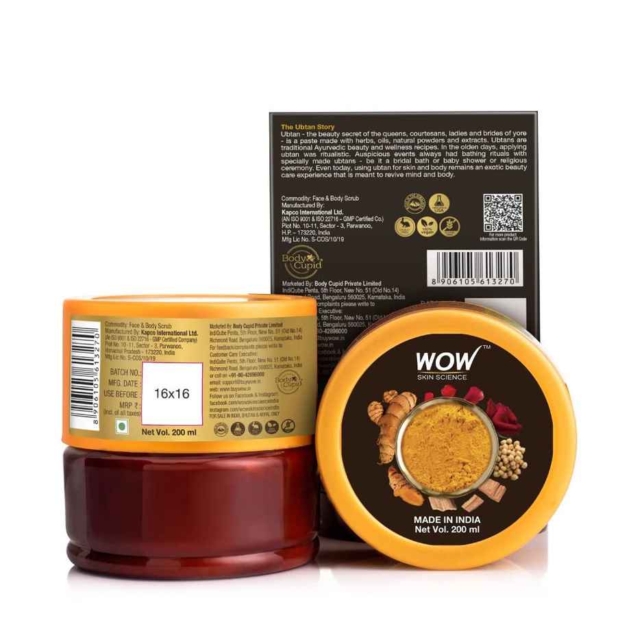 Wow Skin Science Ubtan Face & Body Pack With Chickpea Flour, Almond Shell Powder