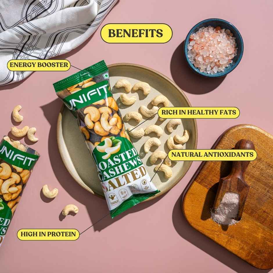 Unifit Salted Cashews | Crunchy Roasted Snack | Protein & Fibre Rich