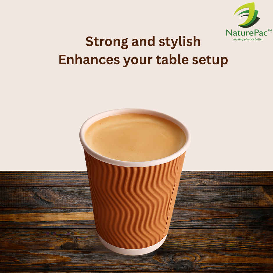 Ripple Paper Cups | Disposable Sturdy | 200 ml | 25 pcs | Naturepac