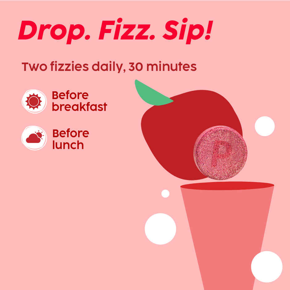 Plix Probiotic Apple Cider Vinegar Effervescent with 10bn CFU for Digestion, Gut Health & Metabolism - Pack Of 1