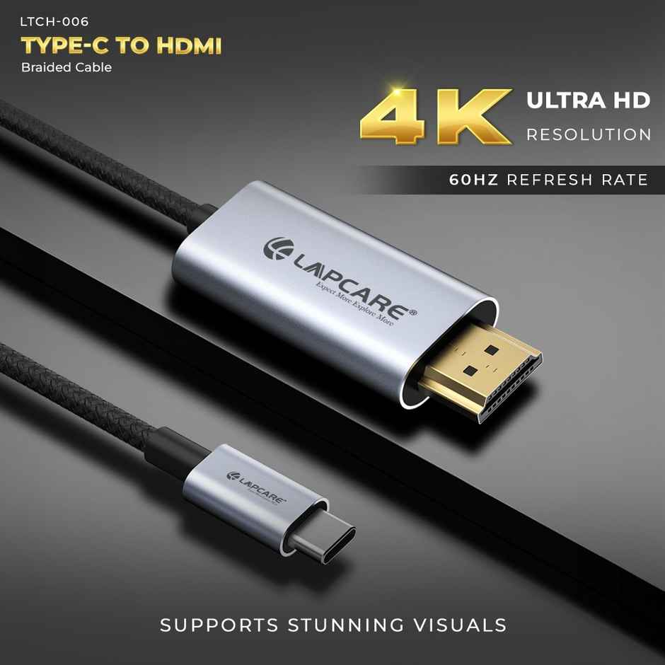 Lapcare Type C to HDMI Cable with 4K Ultra HD| 3840x2160@30Hzresolution | 5Gb/s Ultra High Speed