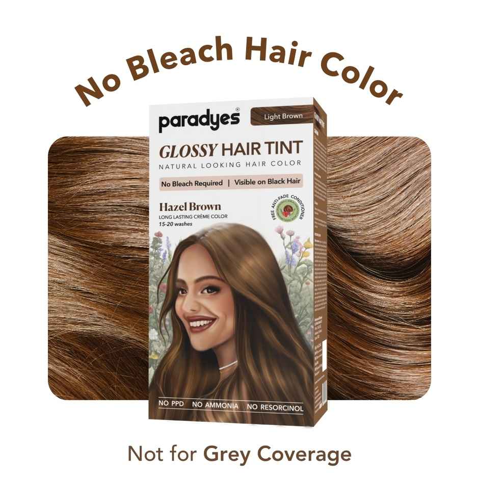 Paradyes No Bleach Hazel Brown Glossy Hair Tint, Ammonia|free Hair Color for Natural Black Hair