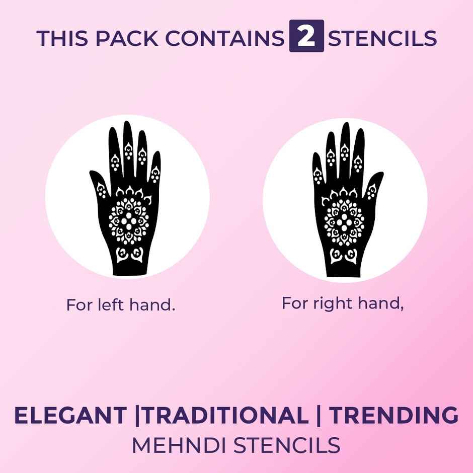Sanfe Mehndi Stencil Full Hand Set, Henna Tattoo Stencil/Sticker Style 3