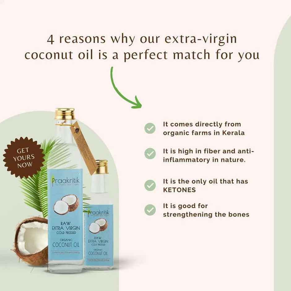 Praakritik Organic Extra Virgin Coconut Cold Pressed Oil (Mutlipurpose)