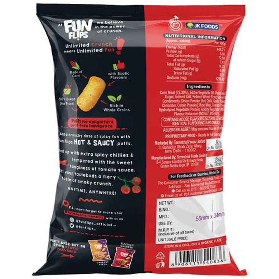 Fun Flips Puffs Hot And Saucy Healthy Baked Snacks