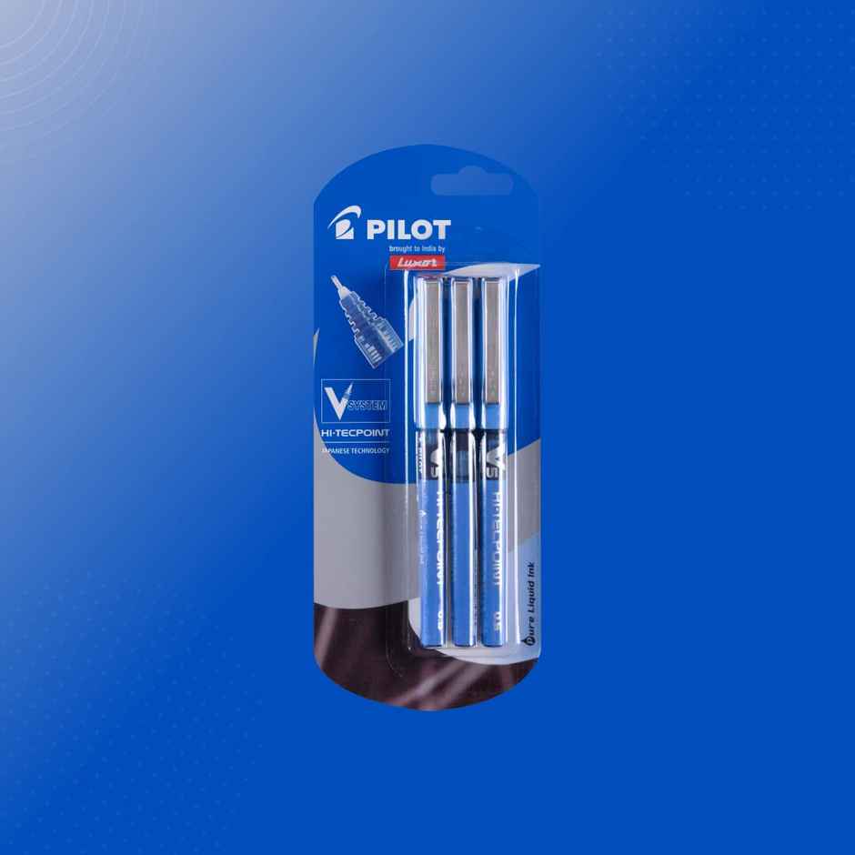 Pilot Hi-Tecpoint V5 Blue Pen (Pack of 3)