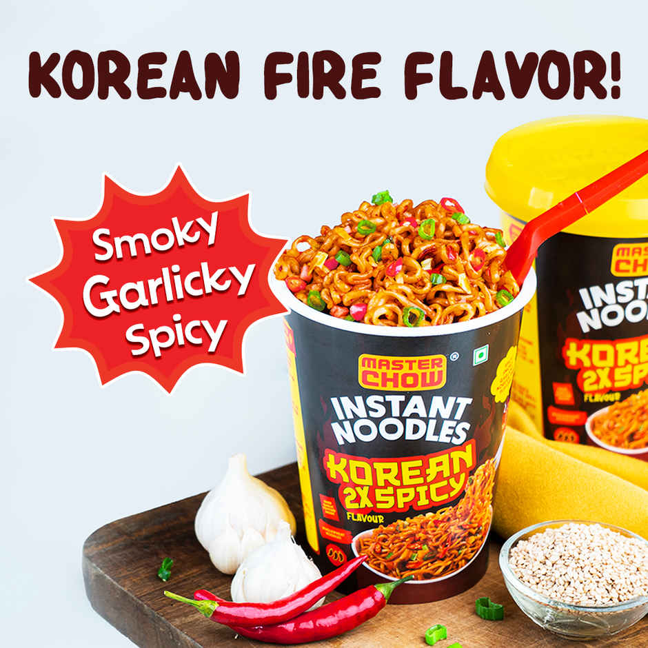 Masterchow Instant Cup Noodles - Korean 2X Spicy Flavour(100gms) & Diet Coke (Can)(300ml) Combo
