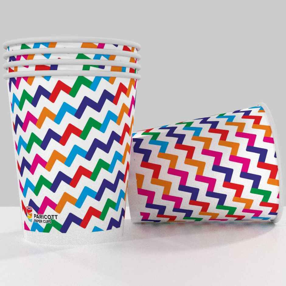 Disposable Printed Paper Glass Cups | 200 ml | Pack of 50 | Vinay Trading