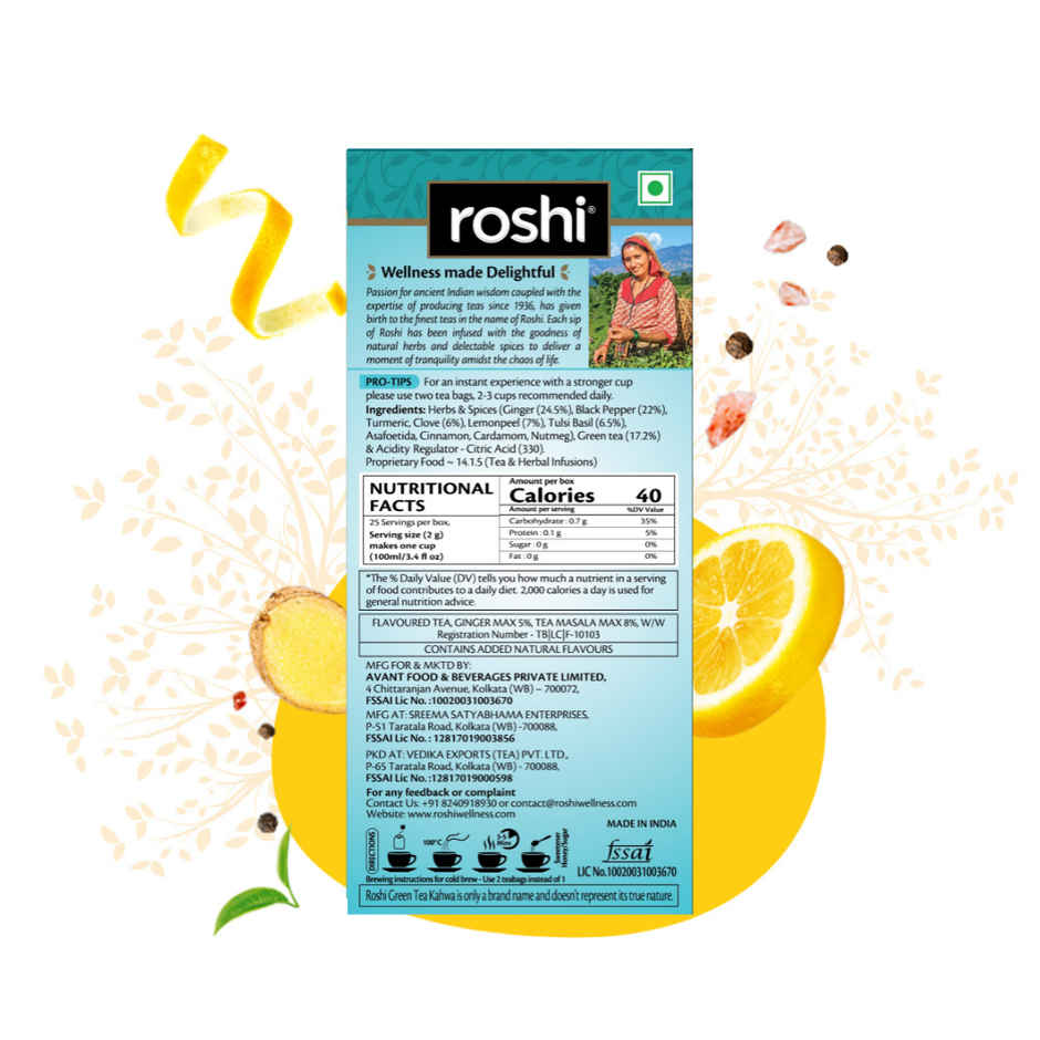 Roshi Spiced Ginger and Lemon Green Tea Kahwa