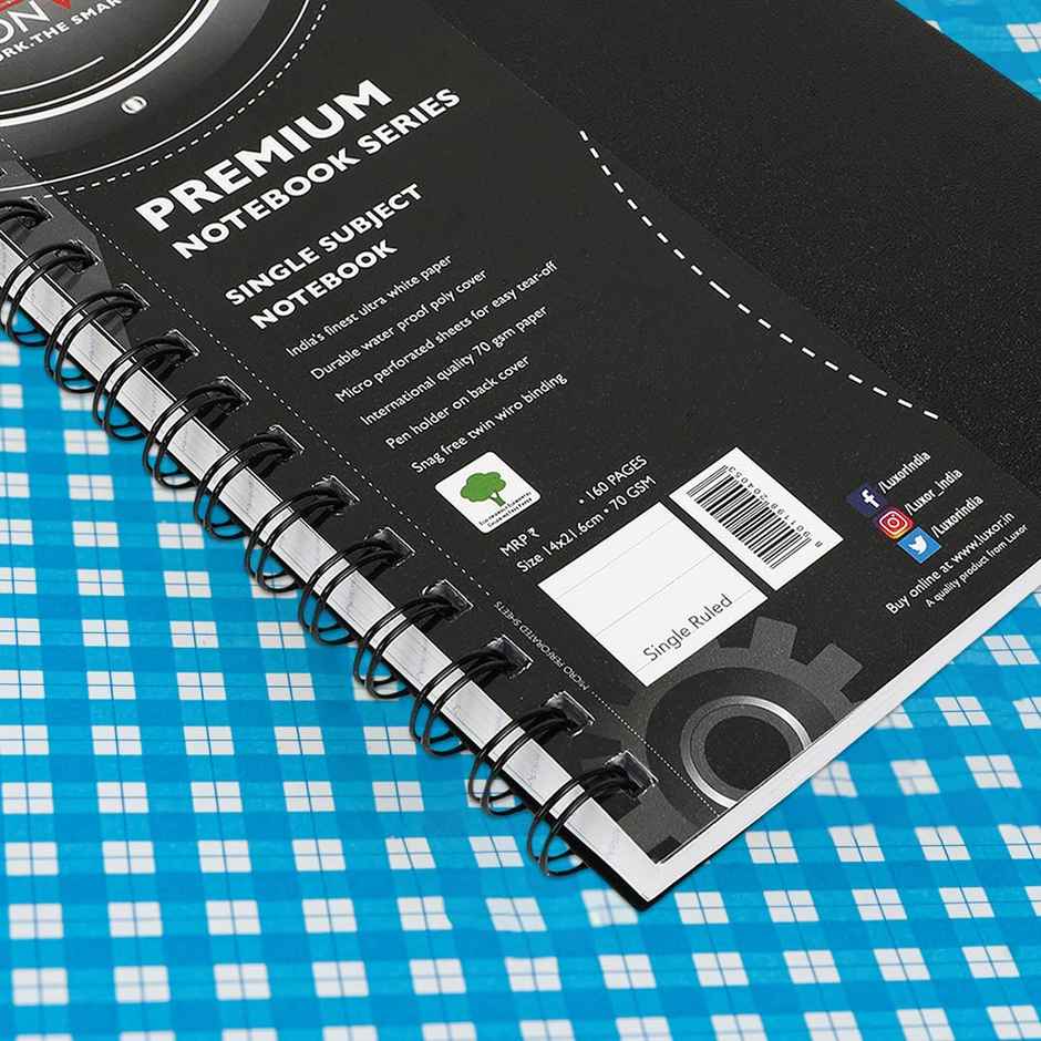 Luxor Single Ruled Notebook (A4 - 21.6 x 27.9 cm, 160 Pages)
