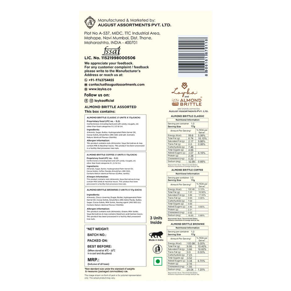 Loyka Almond Brittle Assorted