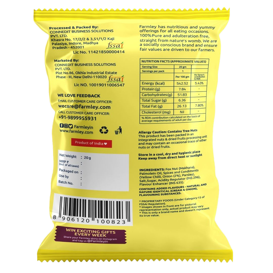 Farmley Cream & Onion Makhana Roasted In Olive Oil Healthy Snacks Combo