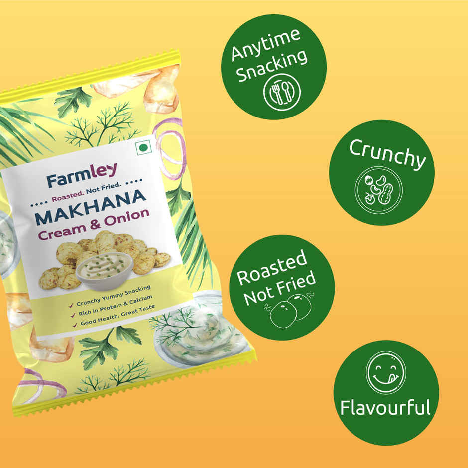 Farmley Cream & Onion Makhana Roasted In Olive Oil Healthy Snacks Combo
