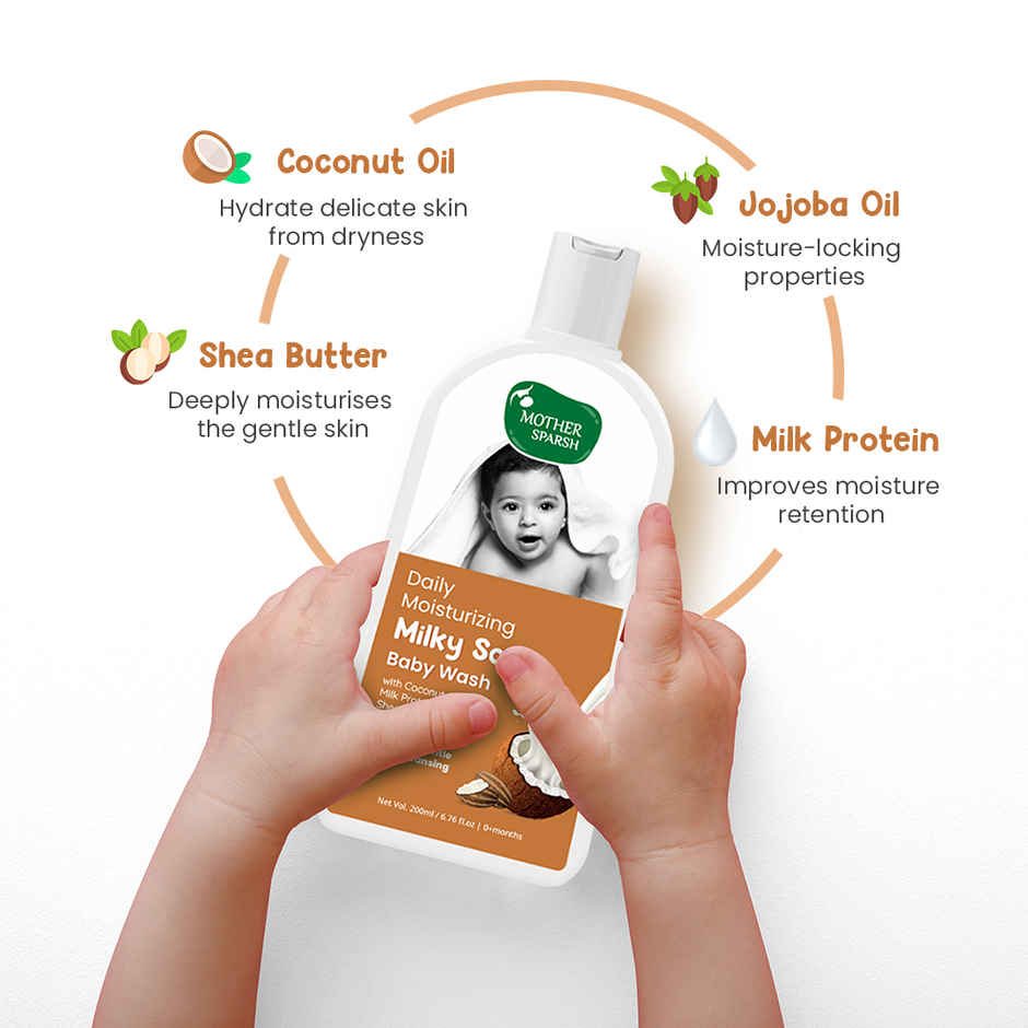 Mother Sparsh Milky Soft Baby Wash With Milk Protein & Coconut Oil